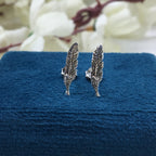 925 Sterling silver Tiny Feather Ear ring Feather Stud Earring Boho Small Earrings Dainty Leaf Stud Minimalist Handmade Gift Stud Pushback