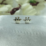 925 Sterling silver Small Princess Crown Stud Earrings Queen Jewellery Crown Jewelry Minimalist Handmade Gift Studs with Pushback