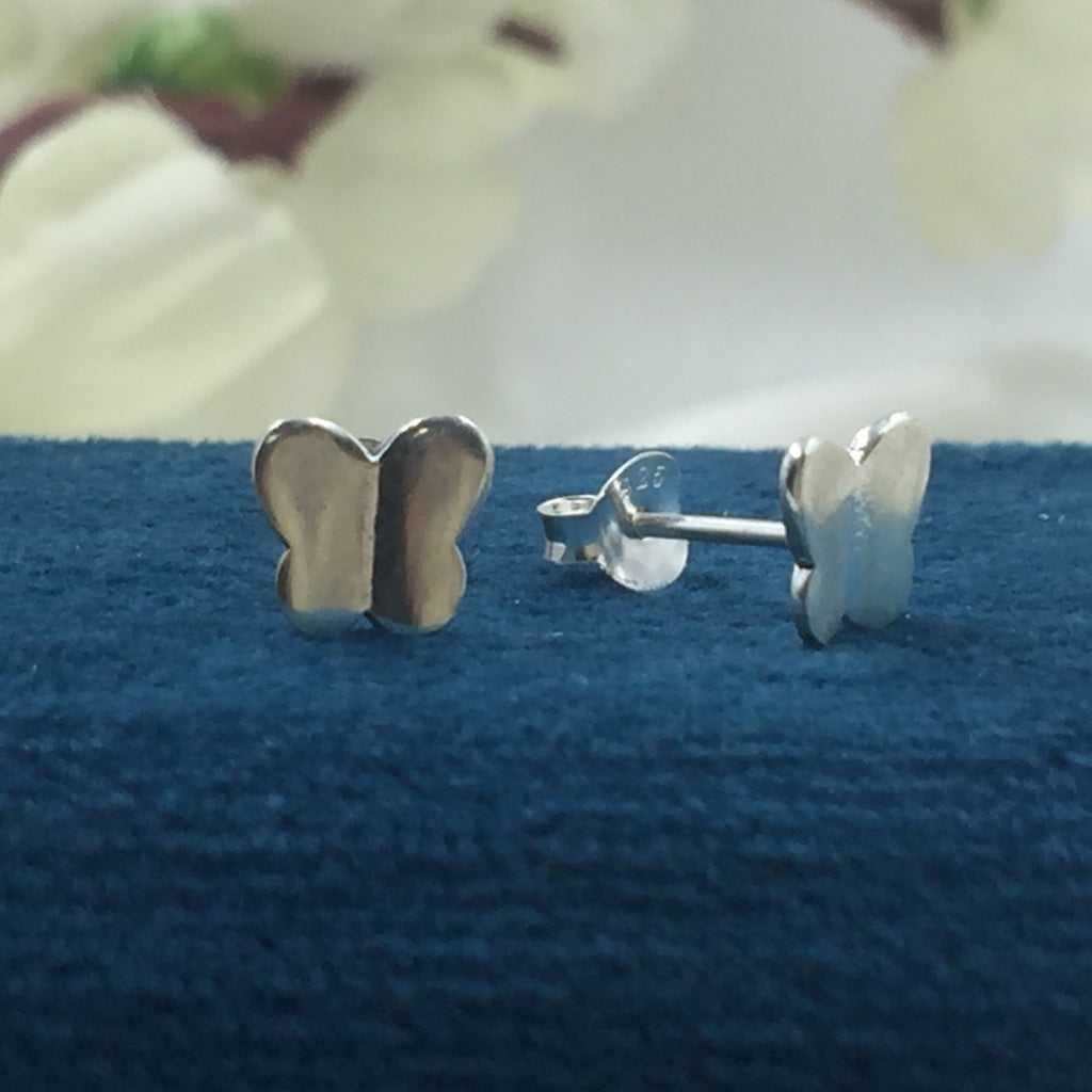 925 Sterling silver Tiny Little Butterfly Studs earrings Tiny Dainty Stud Minimalist Handmade Gift Studs with Pushback