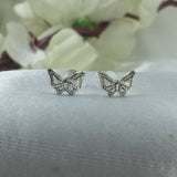 Sterling Silver 925 Tiny Little Butterfly Insect Studs earrings Tiny Dainty Stud Minimalist Handmade Gift Studs with Pushback