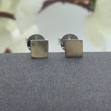 Sterling Silver 925 Small Tiny Square Flat Unisex Studs Earrings Minimalist Handmade Gift Studs with Pushback