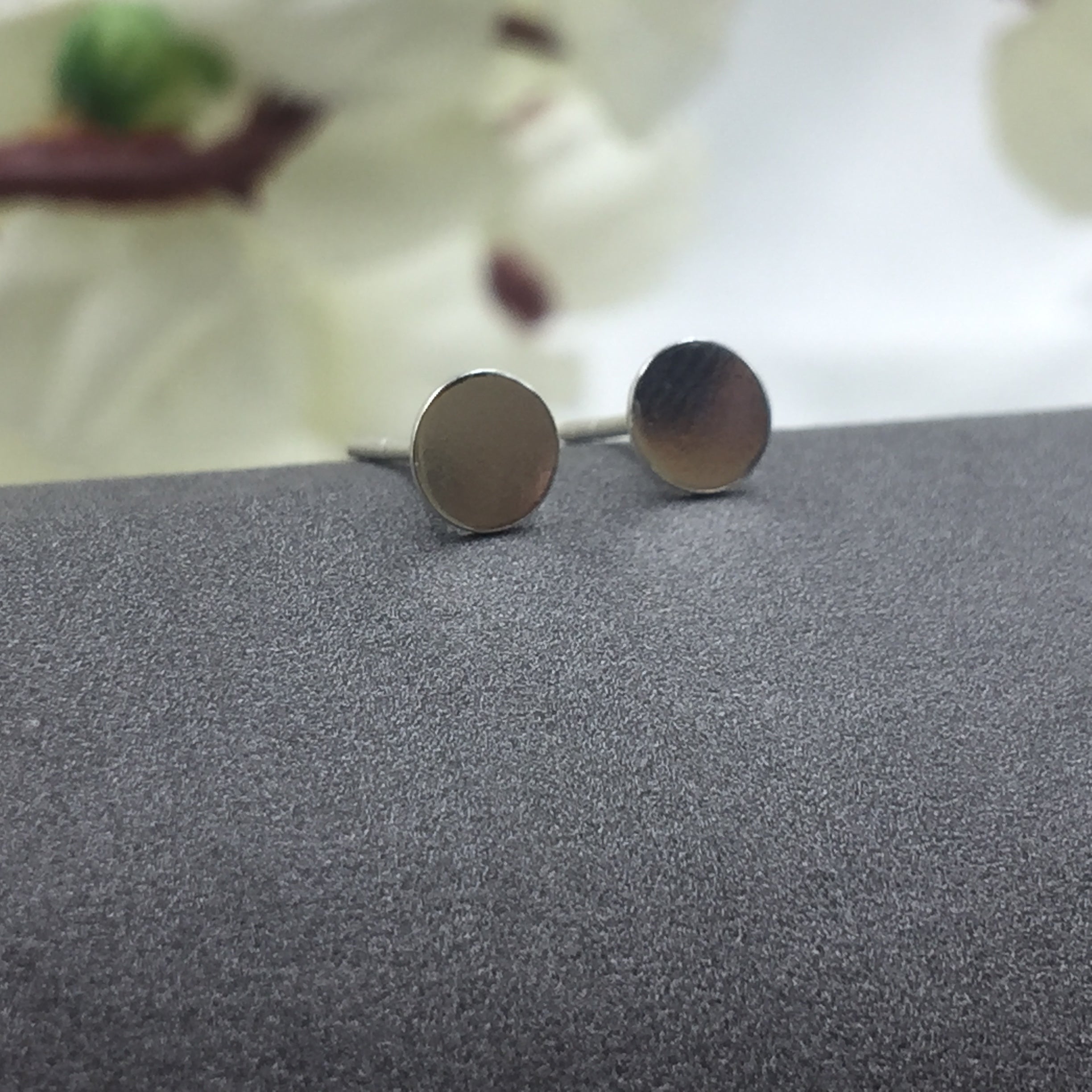 Sterling Silver 925 Circle Flat Ear Stud Unisex Earrings Round Earring Minimalist Handmade Gift Studs with Pushback