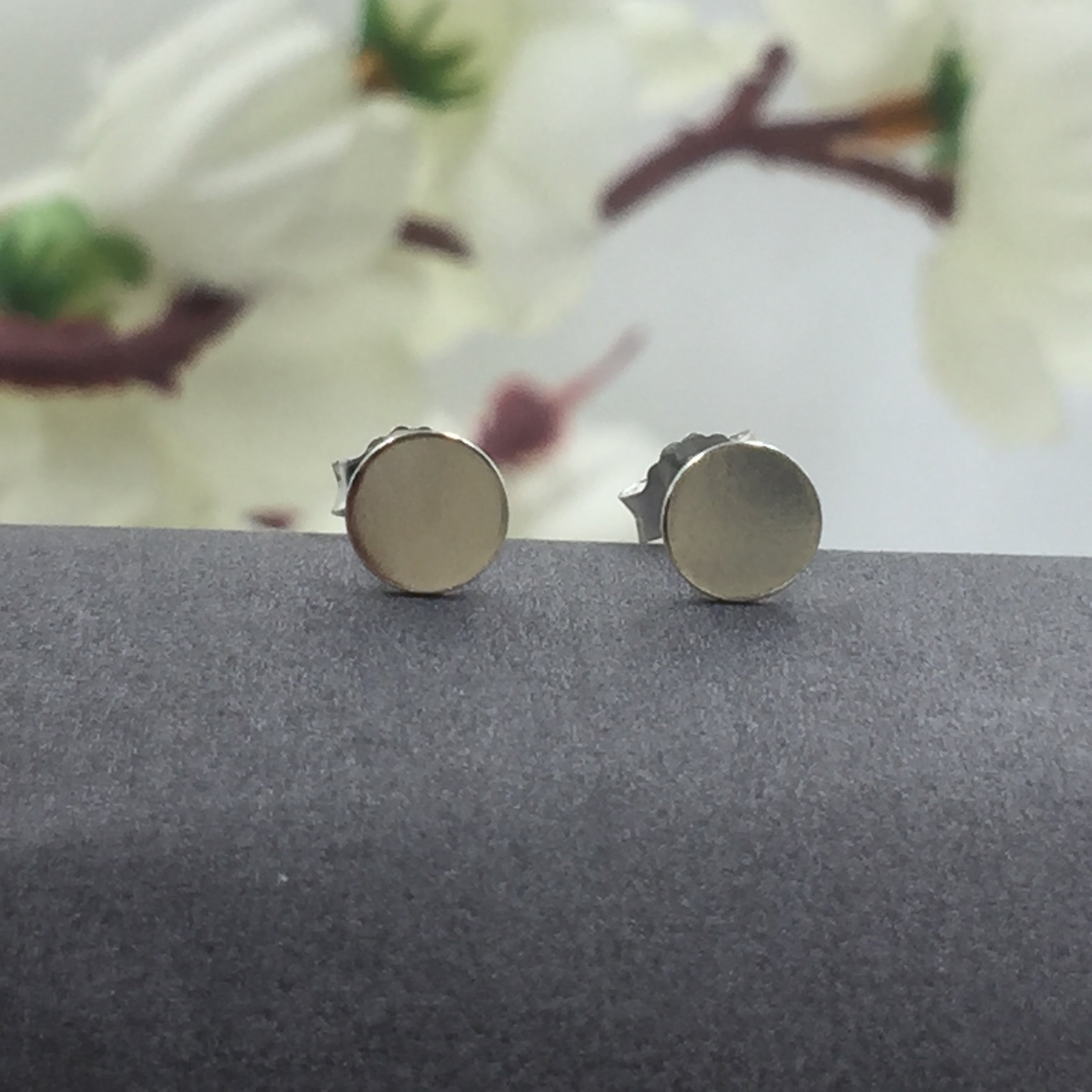 Sterling Silver 925 Circle Flat Ear Stud Unisex Earrings Round Earring Minimalist Handmade Gift Studs with Pushback