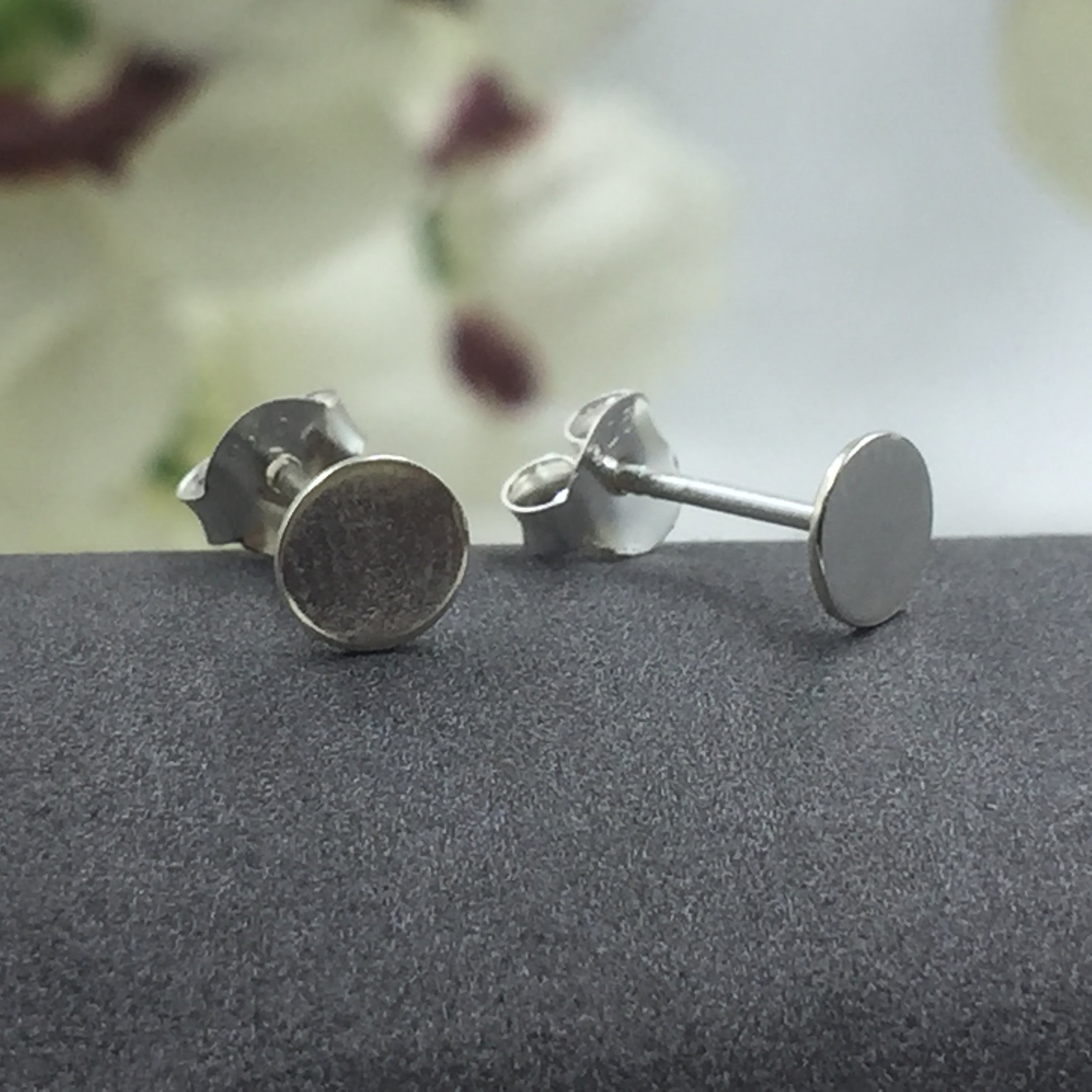 Sterling Silver 925 Circle Flat Ear Stud Unisex Earrings Round Earring Minimalist Handmade Gift Studs with Pushback