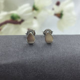 Sterling Silver 925 Pear Flat Unisex Ear stud Earrings Earring Studs Minimalist Handmade Birthday Gift Studs with Pushback