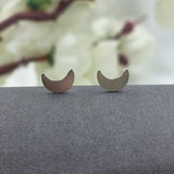 Sterling Silver 925 Crescent Moon Half Stud Earrings Little Moon Earrings Celestial Jewelry Minimalist Handmade Gift Studs with Pushback