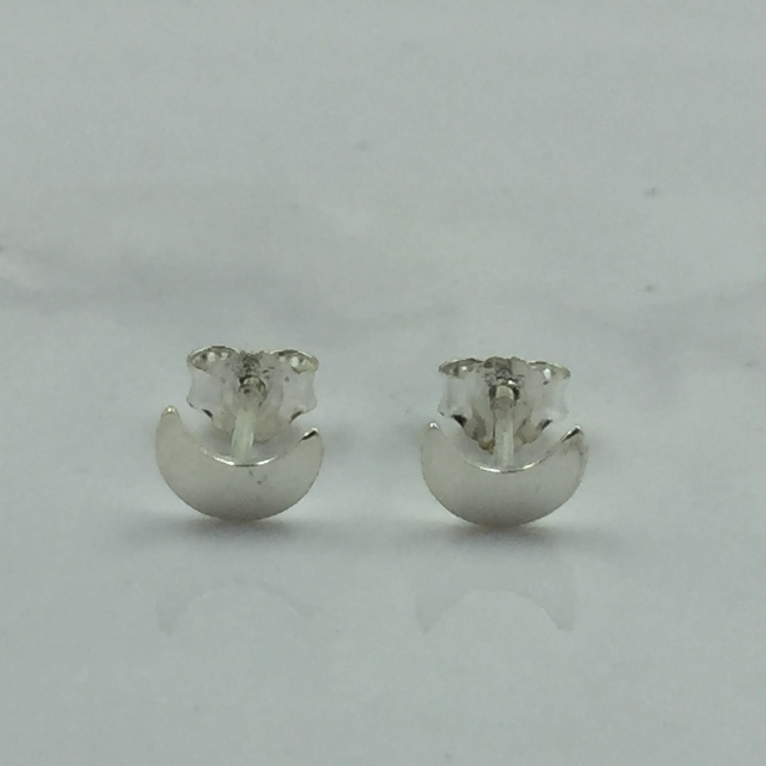 Sterling Silver 925 Crescent Moon Half Stud Earrings Little Moon Earrings Celestial Jewelry Minimalist Handmade Gift Studs with Pushback