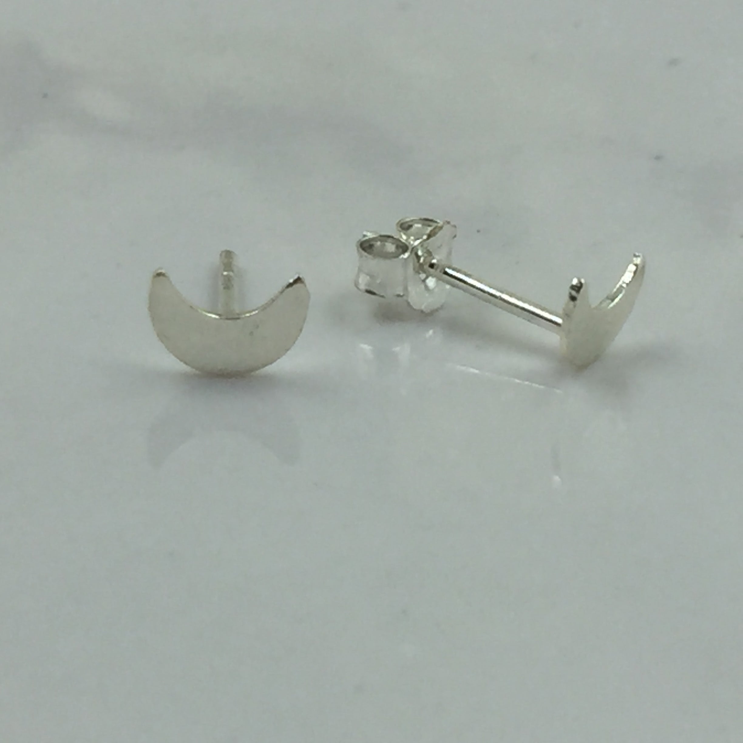Sterling Silver 925 Crescent Moon Half Stud Earrings Little Moon Earrings Celestial Jewelry Minimalist Handmade Gift Studs with Pushback