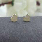 Sterling Silver 925 Tiny Heart Stud Flat Unisex Heart Shape Earring Studs Little Ear Stud Heart Earrings Minimalist Handmade Studs Pushback