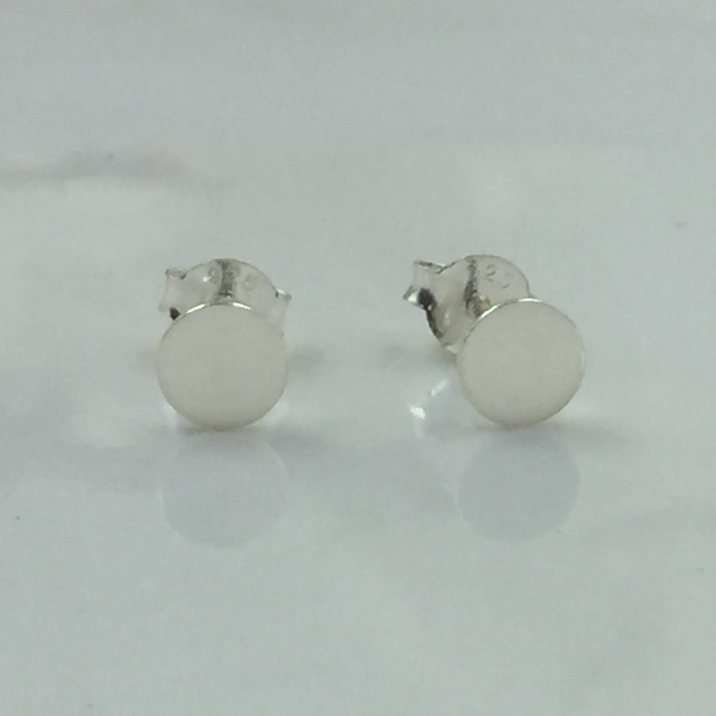 Sterling Silver 925 Circle Flat Ear Stud Unisex Earrings Round Earring Minimalist Handmade Gift Studs with Pushback