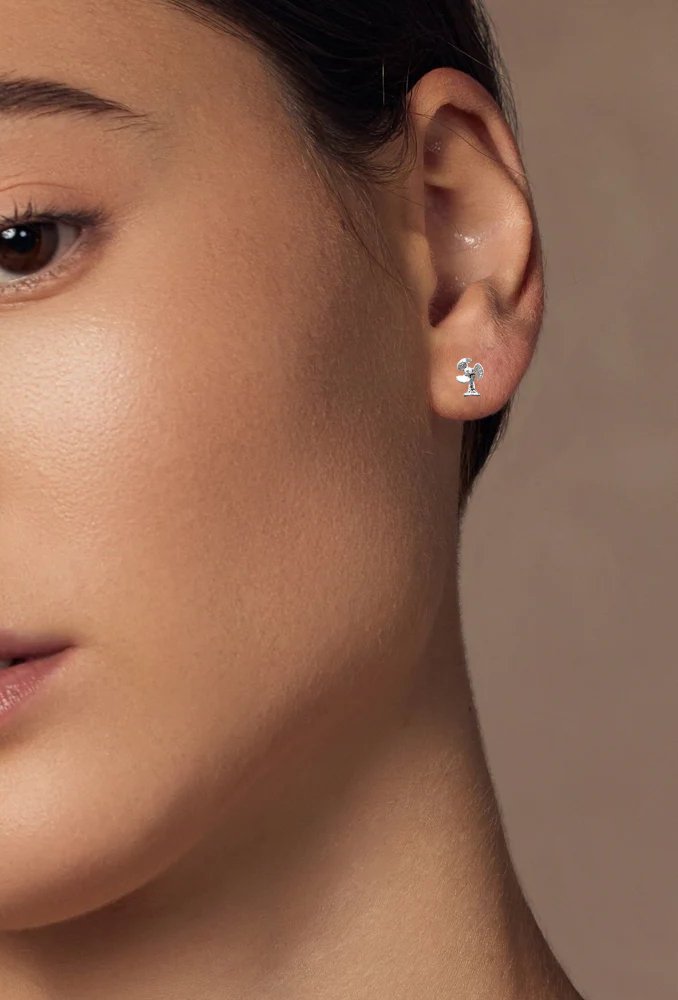 Little Tiny Table Fan Shaped Earring Stud Minimalist Handmade Gift Studs with Pushback 925 Sterling Silver Different Unique Gift for girl