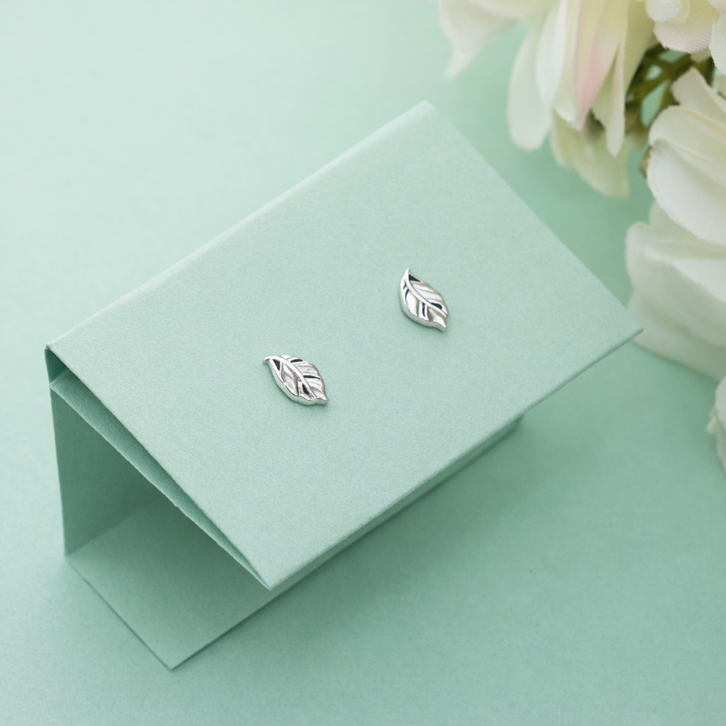925 Sterling Silver Leaf Stud Earrings Nature Inspired Jewelry