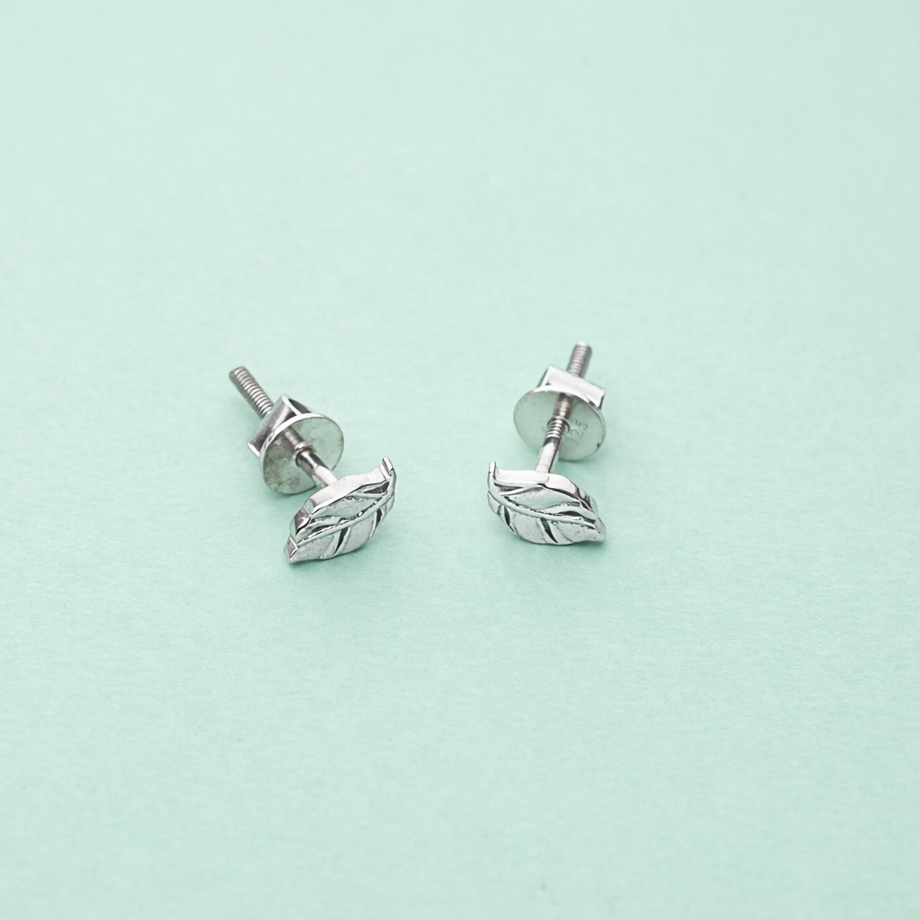 925 Sterling Silver Leaf Stud Earrings Nature Inspired Jewelry