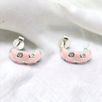 Thick Enamel Hoops Celestial Star CZ Chunky Bold Hoop Mini Art Deco Earrings 13x4 mm