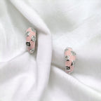 Thick Enamel Hoops Celestial Star CZ Chunky Bold Hoop Mini Art Deco Earrings 13x4 mm