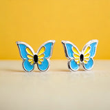 925 Sterling Silver Cute Butterfly Ear Studs Tiny Enamel Ear Studs Earring Minimalist Handmade Gift for Women