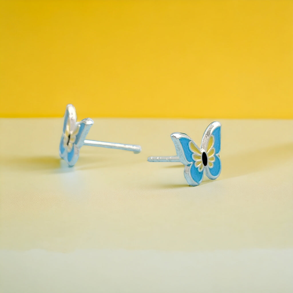 925 Sterling Silver Cute Butterfly Ear Studs Tiny Enamel Ear Studs Earring Minimalist Handmade Gift for Women