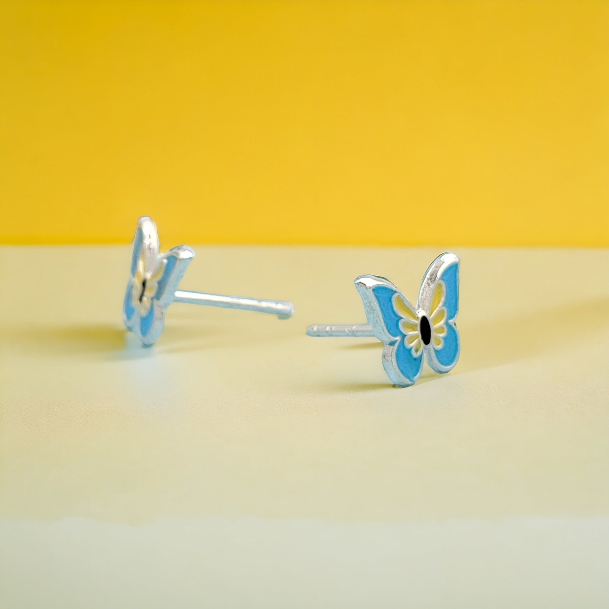 925 Sterling Silver Cute Butterfly Ear Studs Tiny Enamel Ear Studs Earring Minimalist Handmade Gift for Women