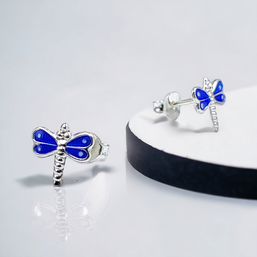 925 Sterling Silver Cute Bees Ear Studs Tiny Insects Earrings Enamel Cartilage Ear Studs Girls Earrings Minimalist Handmade Gift - 8x10 mm