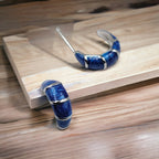 Pretty Enamel Hoops Strips CZ Chunky Bold Hoop Everyday Wear Earring Minimalist Handmade Gift For Women 13x4 mm