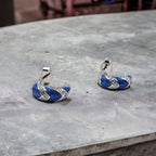 Quirky Enamel Hoops Strips CZ Chunky Bold Hoop Mini Art Deco Earrings Gift For Women 13x4 mm