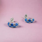 Thick Enamel Hoops Celestial Star CZ Chunky Bold Hoop Mini Art Deco Earrings 13x4 mm