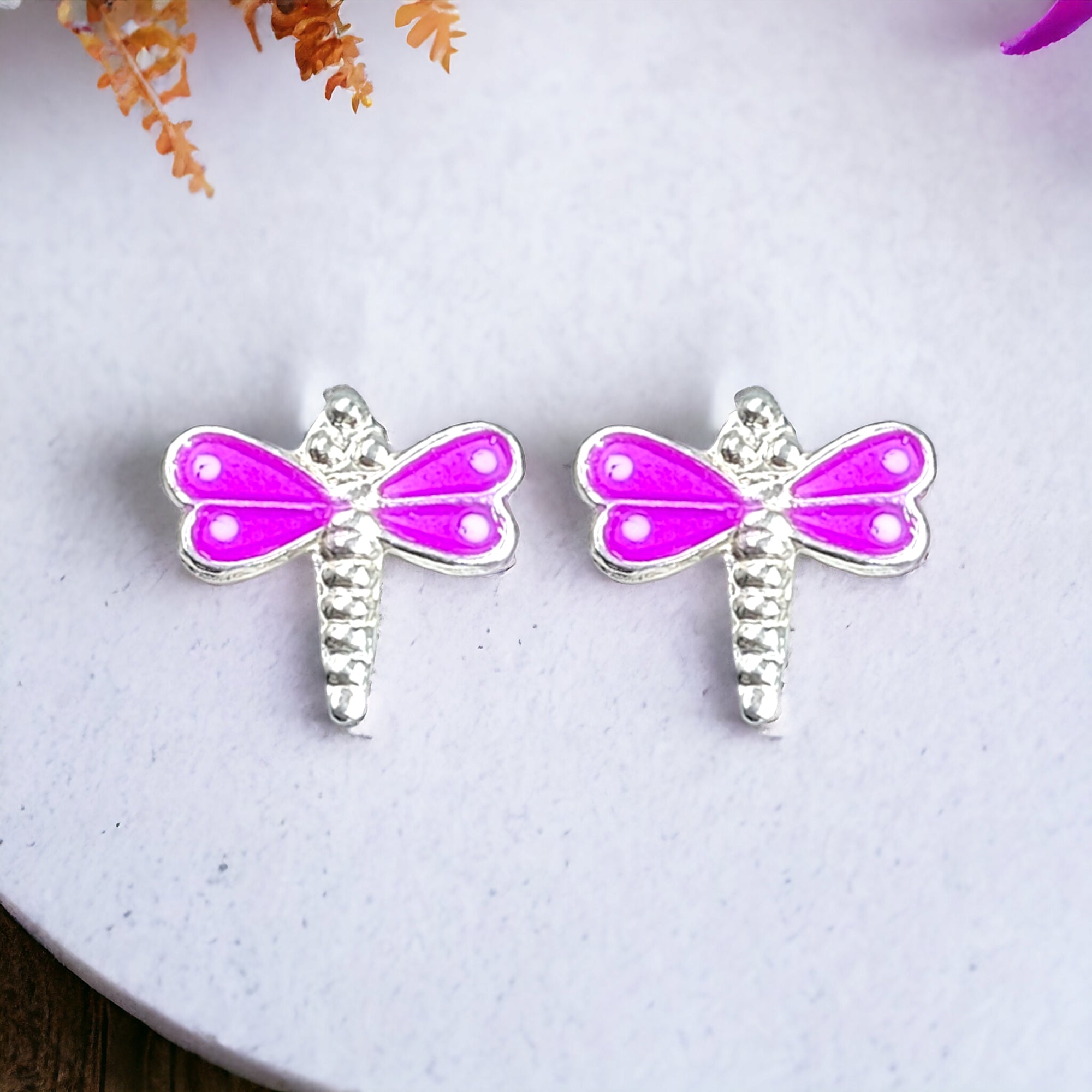 925 Sterling Silver Cute Bees Ear Studs Tiny Insects Earrings Enamel Cartilage Ear Studs Girls Earrings Minimalist Handmade Gift - 8x10 mm