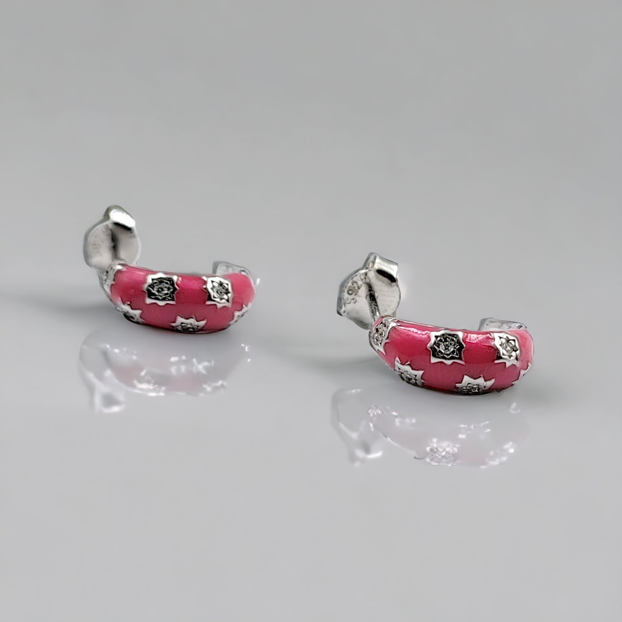 Thick Enamel Hoops Celestial Star CZ Chunky Bold Hoop Mini Art Deco Earrings Minimalist Handmade Gift For Women-13x4 mm