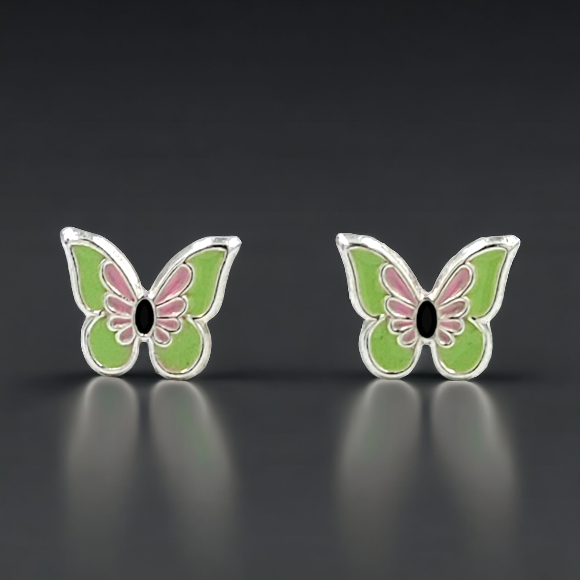 925 Sterling Silver Cute Butterfly Ear Studs Tiny Enamel Ear Studs Earring Minimalist Handmade Gift for Women