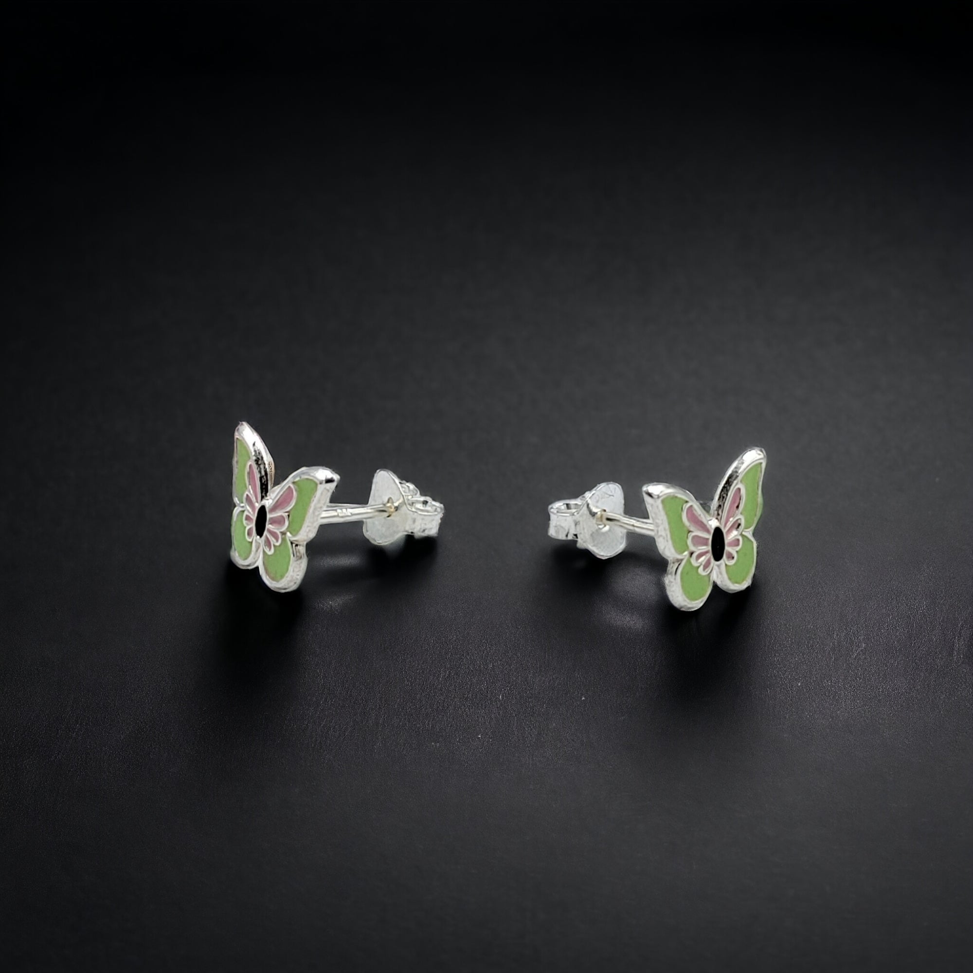 925 Sterling Silver Cute Butterfly Ear Studs Tiny Enamel Ear Studs Earring Minimalist Handmade Gift for Women