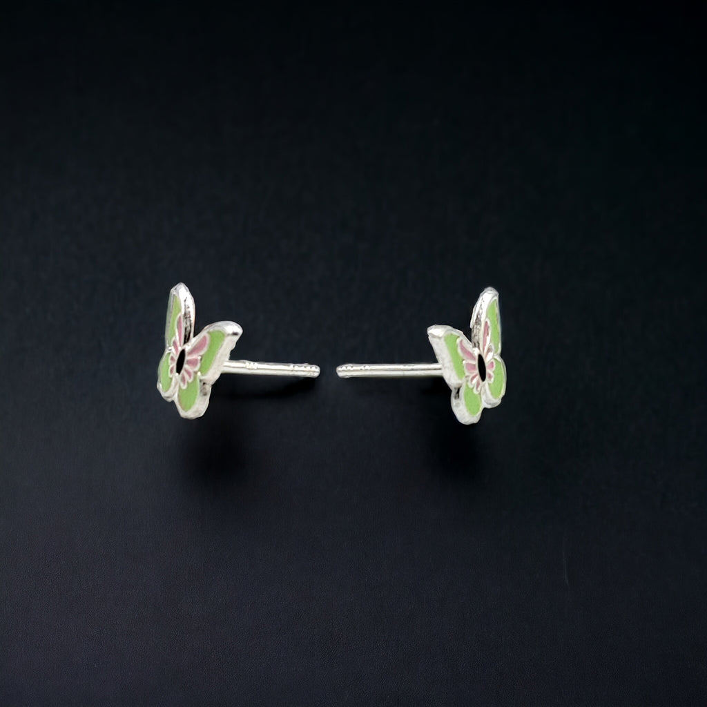 925 Sterling Silver Cute Butterfly Ear Studs Tiny Enamel Ear Studs Earring Minimalist Handmade Gift for Women