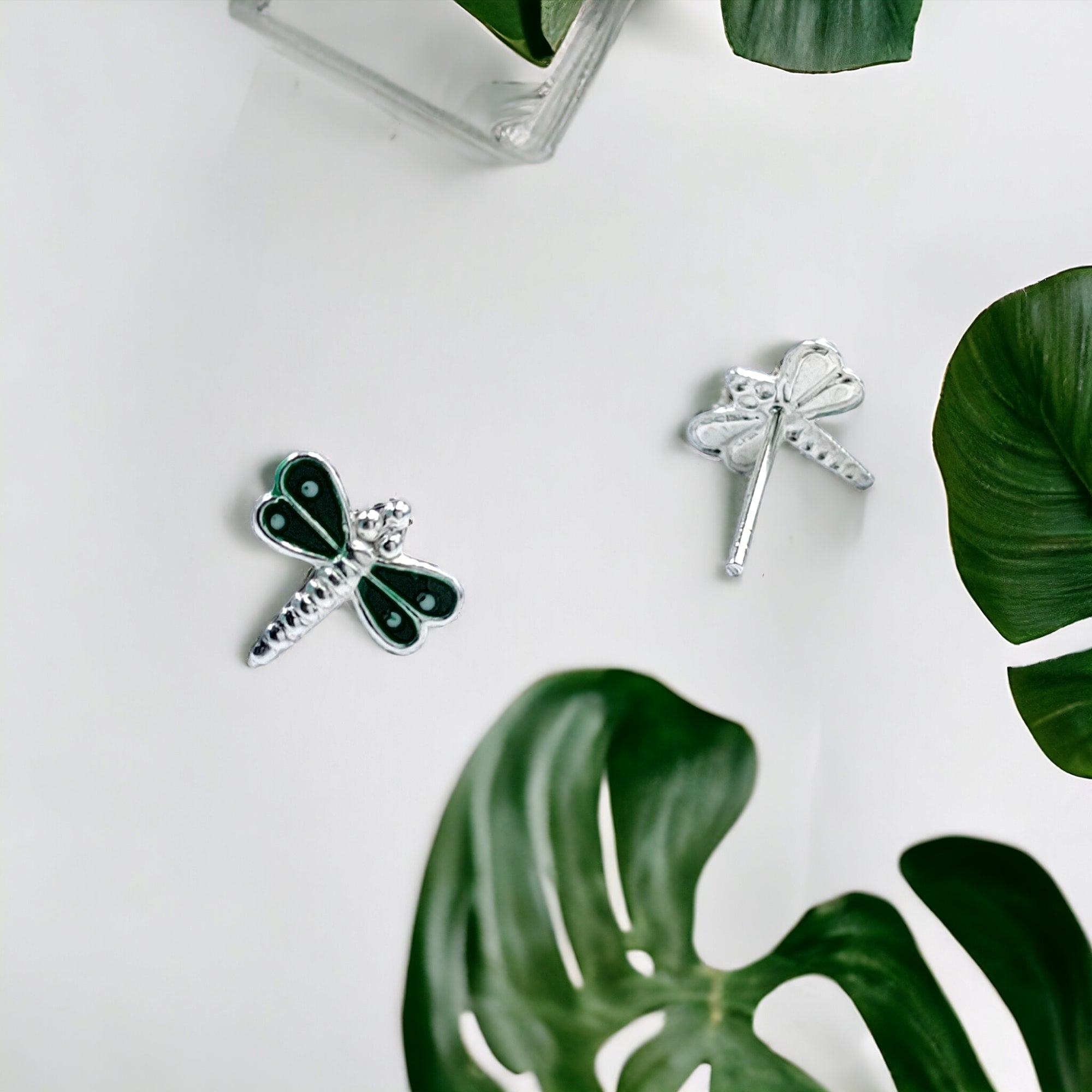 925 Sterling Silver Cute Bees Ear Studs Tiny Insects Earrings Enamel Cartilage Gift - 8x10 mm