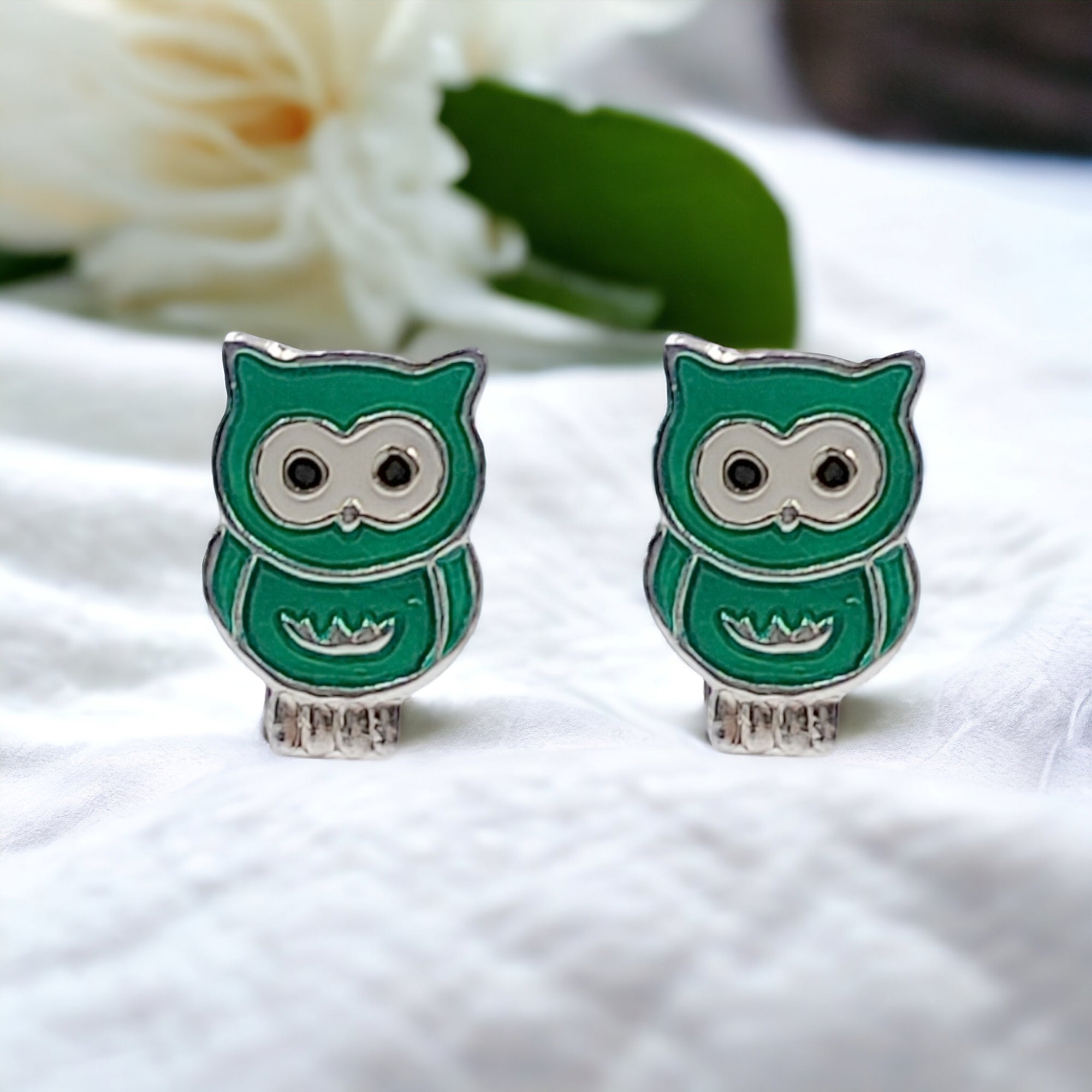 925 Sterling Silver Cute Owl Ear Studs Tiny Bird Earrings Handmade Gift For Girls- 9x6 mm