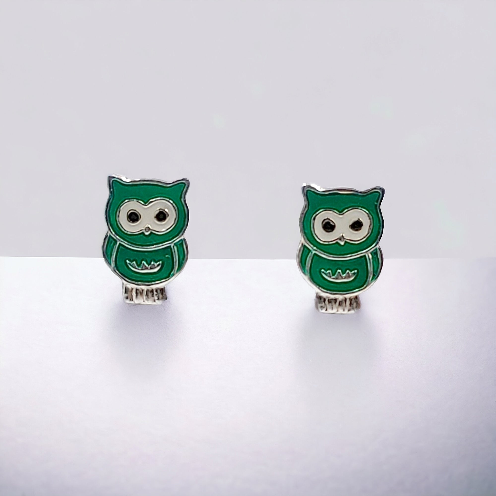 925 Sterling Silver Cute Owl Ear Studs Tiny Bird Earrings Handmade Gift For Girls- 9x6 mm