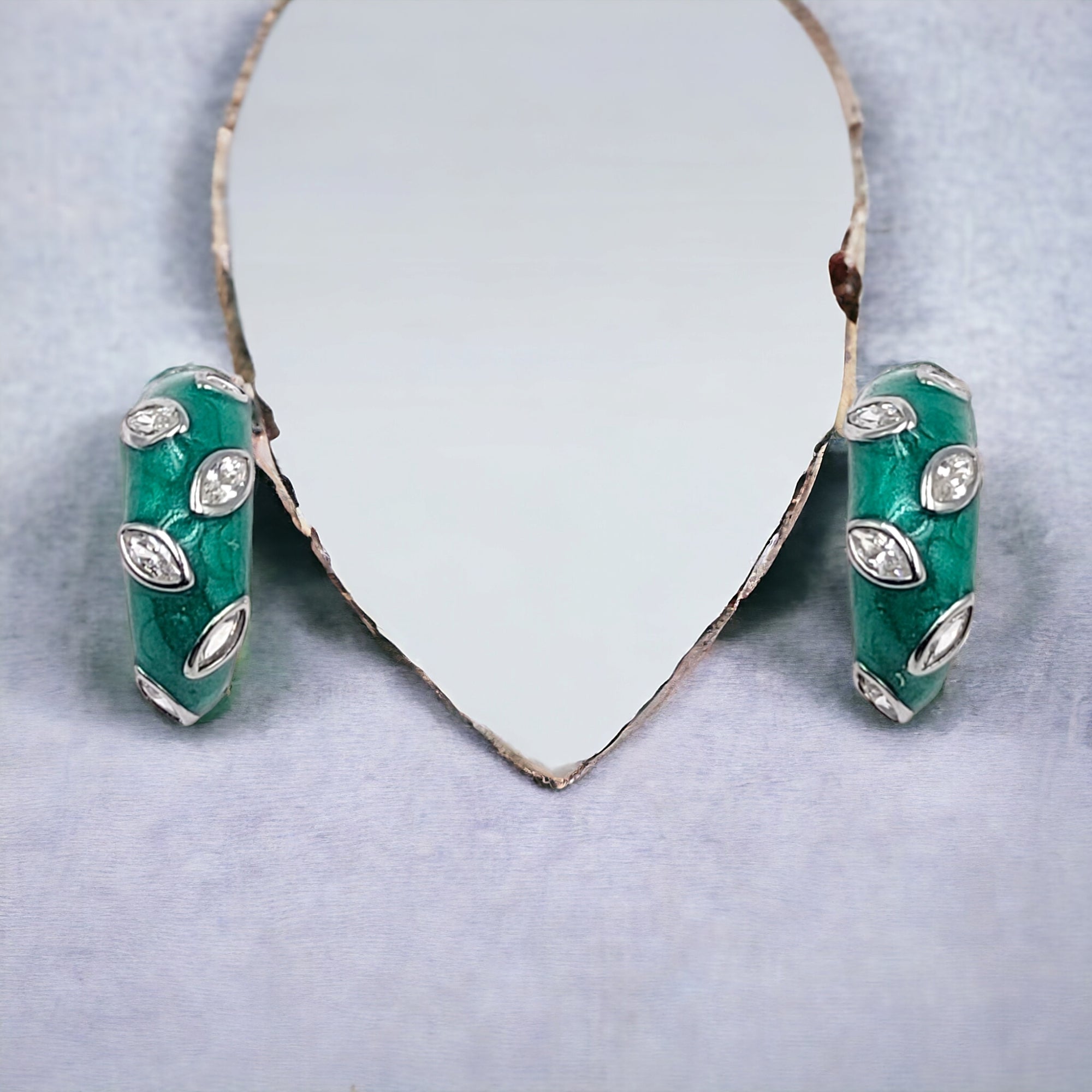 Quirky Enamel Hoops Petal CZ Chunky Bold Hoop Earrings Handmade Gift Gift For Women-13x4 mm