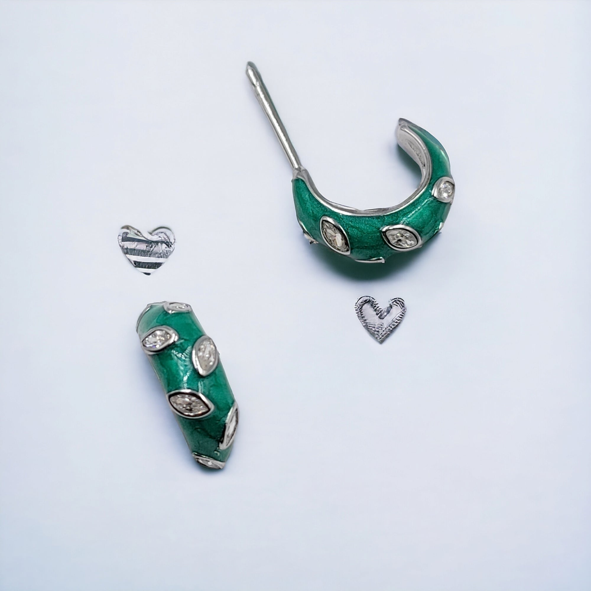 Quirky Enamel Hoops Petal CZ Chunky Bold Hoop Earrings Handmade Gift Gift For Women-13x4 mm