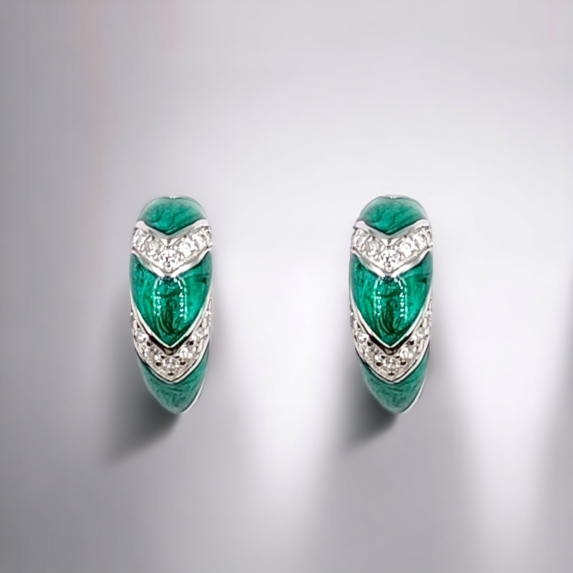 Quirky Enamel Hoops Strips CZ Chunky Bold Hoop Mini Art Deco Earrings Gift For Women 13x4 mm