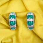 Quirky Enamel Hoops Strips CZ Chunky Bold Hoop Earrings Minimalist Handmade Gift For Women-13x4 mm