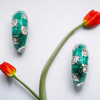 Thick Enamel Hoops Celestial Star CZ Chunky Bold Hoop Mini Art Deco Earrings 13x4 mm