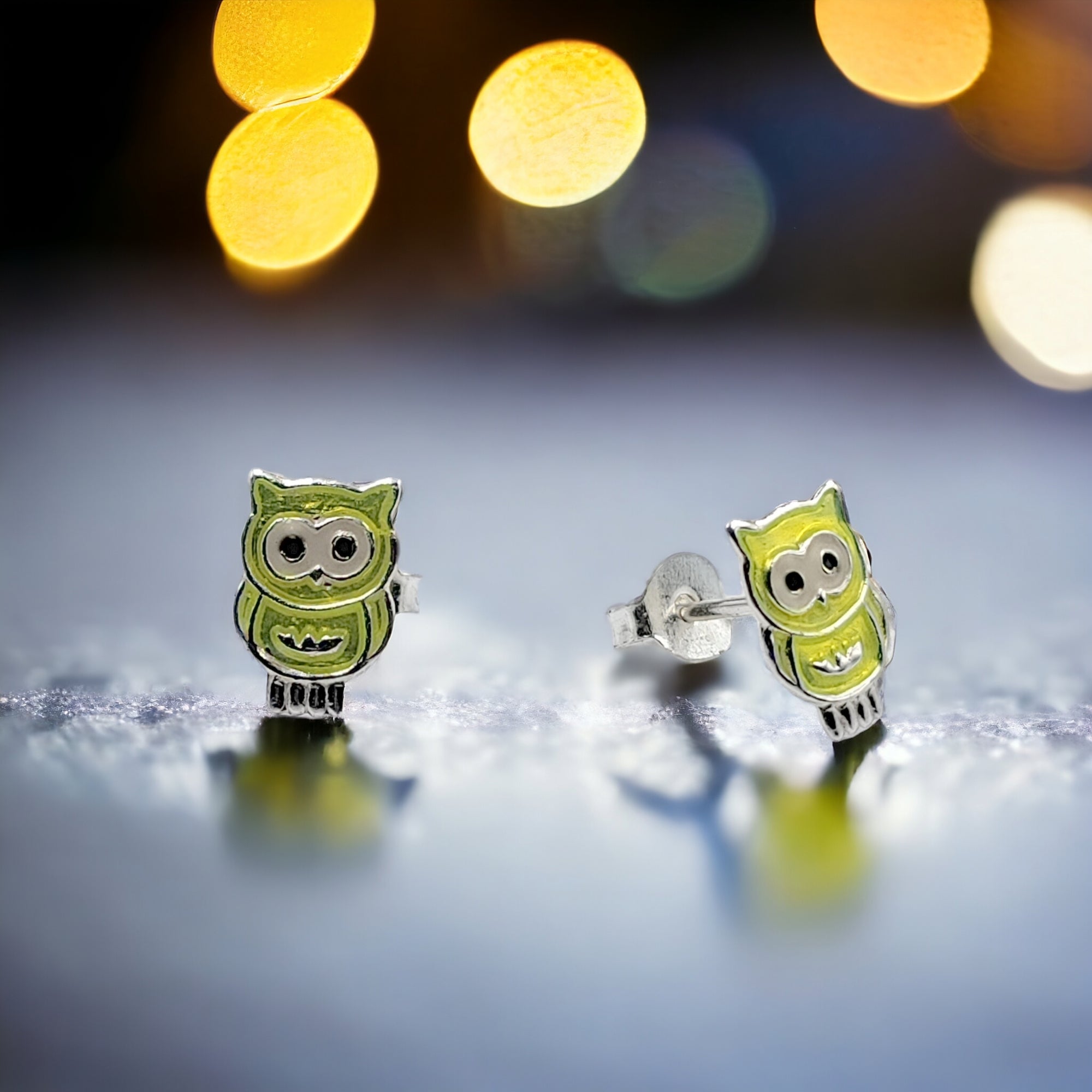 925 Sterling Silver Cute Owl Ear Studs Tiny Bird Earrings Handmade Gift For Girls- 9x6 mm