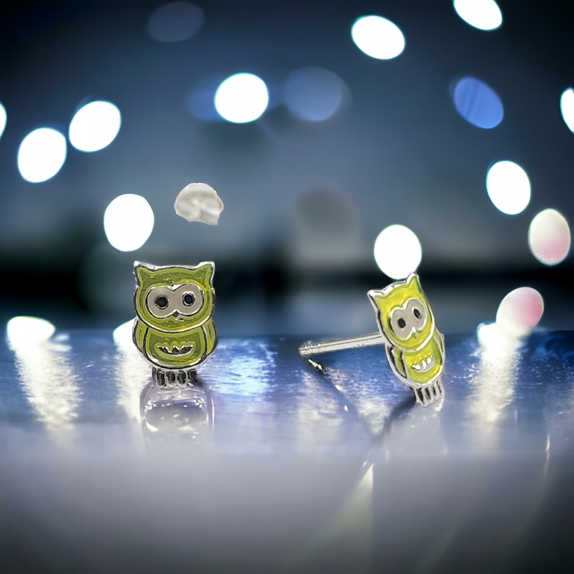 925 Sterling Silver Cute Owl Ear Studs Tiny Bird Earrings Handmade Gift For Girls- 9x6 mm