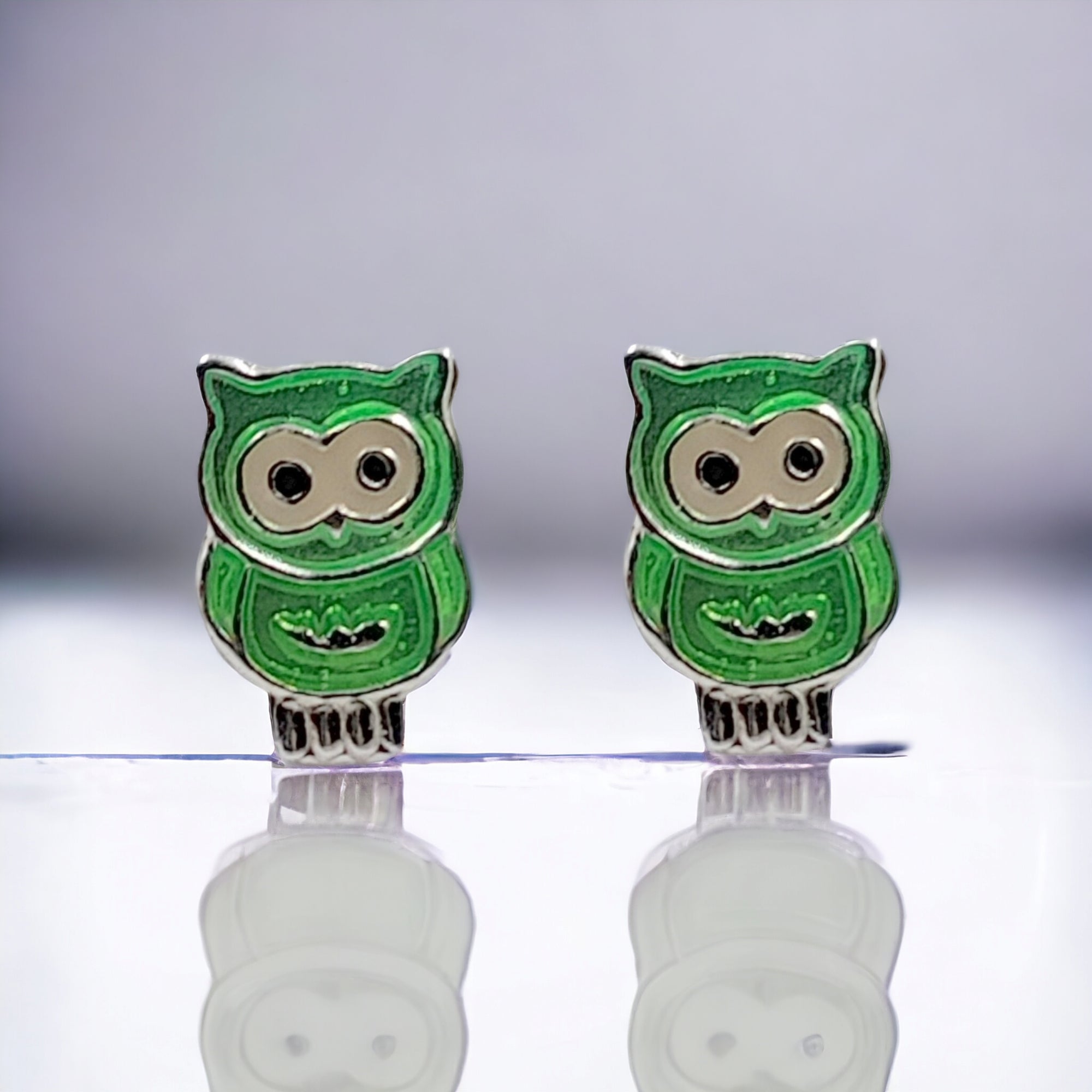 925 Sterling Silver Cute Owl Ear Studs Tiny Bird Earrings Handmade Gift For Girls- 9x6 mm