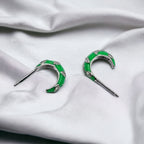 Quirky Enamel Hoops Petal CZ Chunky Bold Hoop Earrings Handmade Gift Gift For Women-13x4 mm