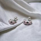 Thick Enamel Hoops Celestial Star CZ Chunky Bold Hoop Mini Art Deco Earrings 13x4 mm