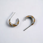 Quirky Enamel Hoops Strips CZ Chunky Bold Hoop Mini Art Deco Earrings Gift For Women 13x4 mm