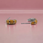 Pretty Enamel Hoops Strips CZ Chunky Bold Hoop Everyday Wear Earring Minimalist Handmade Gift For Women 13x4 mm