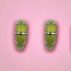 Pretty Enamel Hoops Strips CZ Chunky Bold Hoop Everyday Wear Earring Minimalist Handmade Gift For Women 13x4 mm