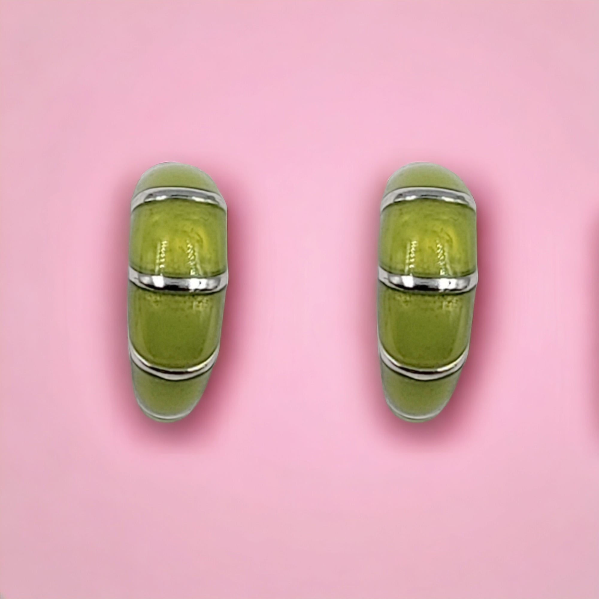 Pretty Enamel Hoops Strips CZ Chunky Bold Hoop Everyday Wear Earring Minimalist Handmade Gift For Women 13x4 mm