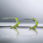 Quirky Enamel Hoops Petal CZ Chunky Bold Hoop Earrings Handmade Gift Gift For Women-13x4 mm