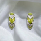 Quirky Enamel Hoops Strips CZ Chunky Bold Hoop Mini Art Deco Earrings Gift For Women 13x4 mm